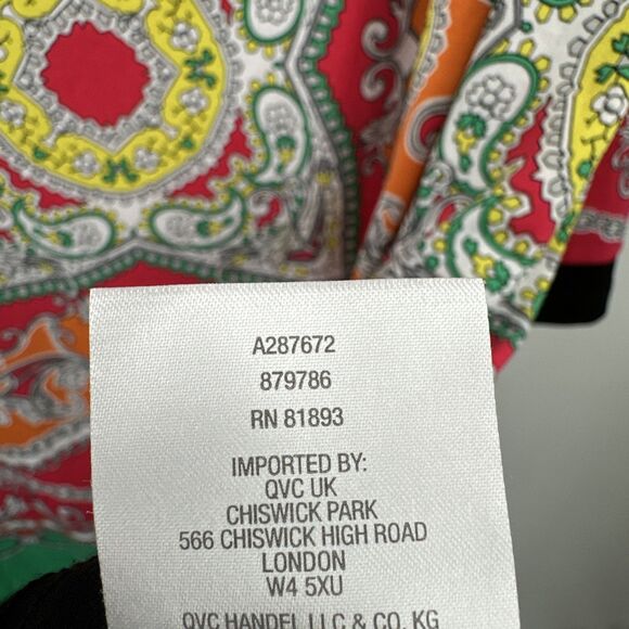 Susan Graver 3X Liquid Knit Top Red Orange Printed Cold Shoulder Casual BOHO - Picture 7 of 9